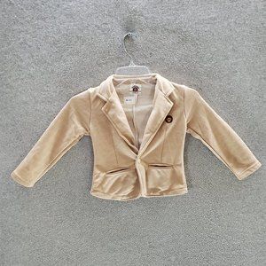 Bape Kids Boys Jacket 110 Beige Blazer Bathing Ape Logo Ape Embroidered‎ Collar
